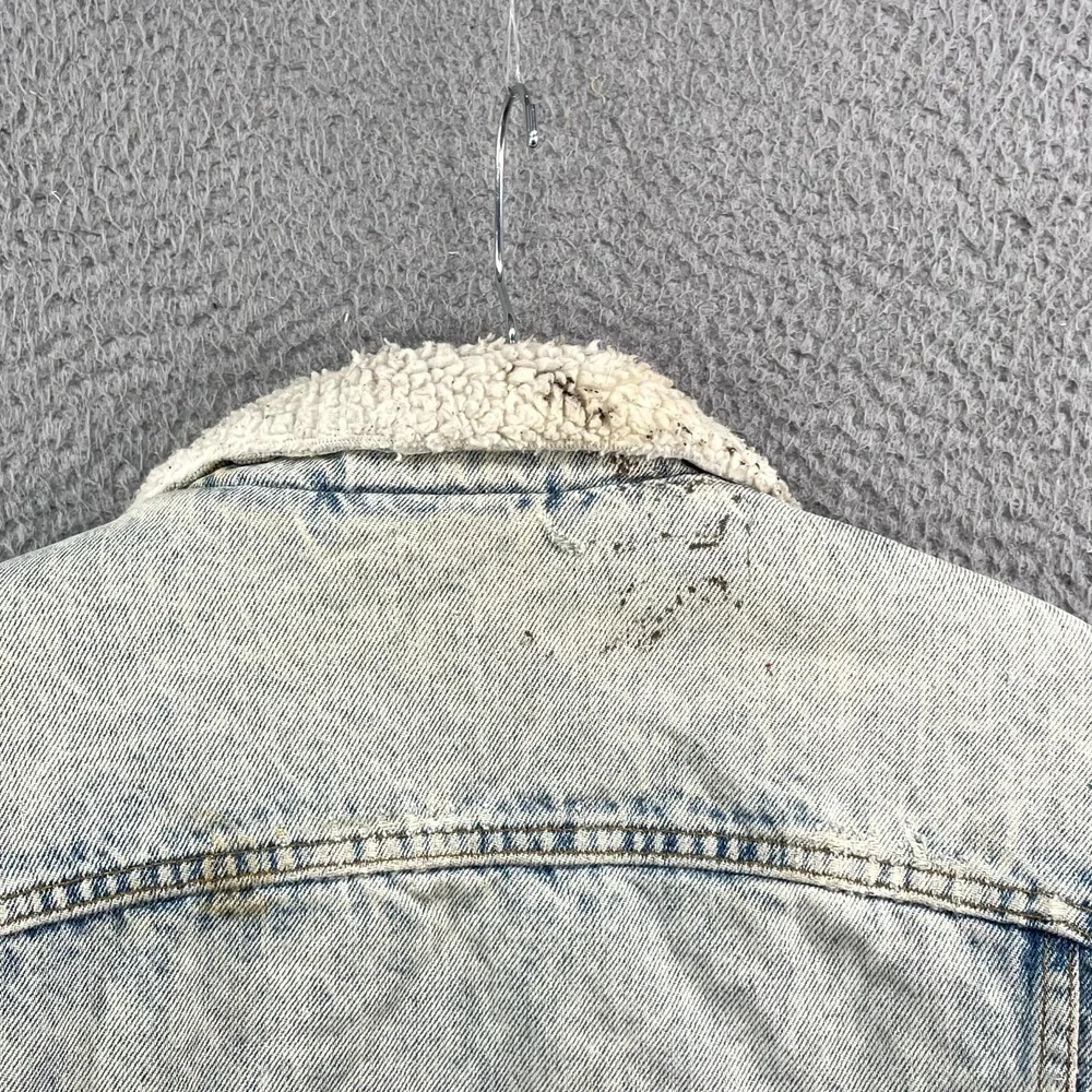 VTG Levi's Trucker Jacket Mens M Acid Wash Sherpa‎ Lined Distressed Western USA